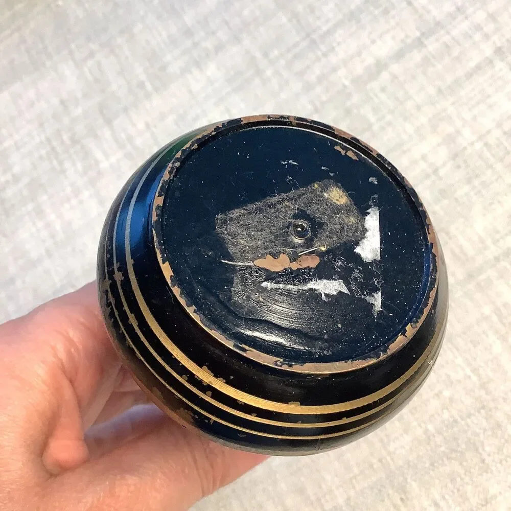 Vintage India Vase Floral Black Metal Gold Tone MCM 7.5 ” Engraved Boho Decor